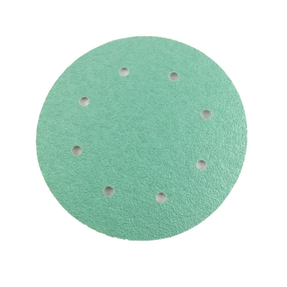 Abrasives | Emerald Line Sandpaper – Hook and Loop Fastener Film Disc – 8 Inch – 8 Hole – 80 Grit – 50 Pack