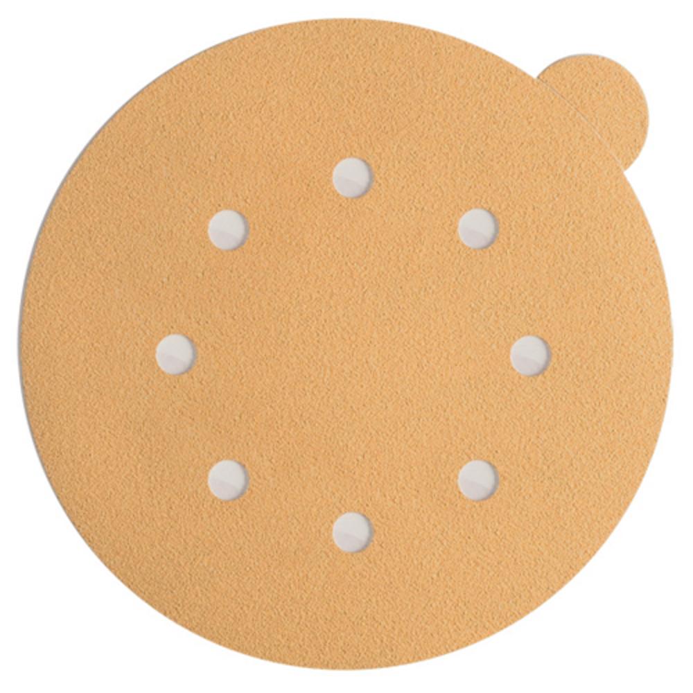 Abrasives | Gold Line Sandpaper – Hook and Loop Fastener Film Disc – 5 Inch – 8 Hole – 500 Grit – 50 Pack