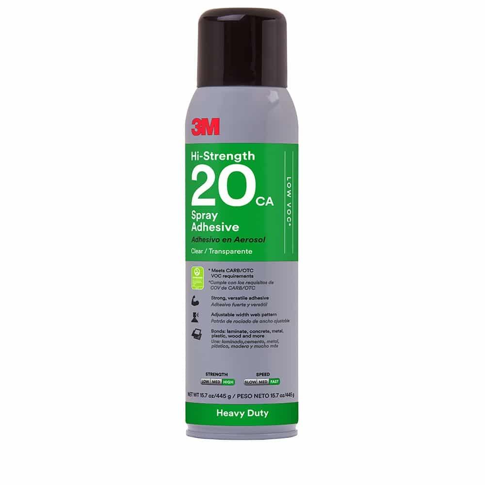 Adhesive and Bonding | 3M Heavy Duty Spray Adhesive 20, Clear, 16 fl oz Can- CA compliant