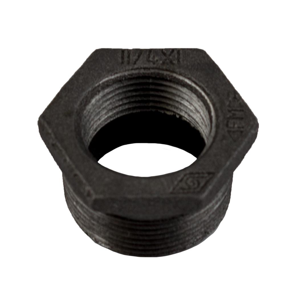 Black Iron Fitting | Black Iron Hex Bushing Malleable – 1-1/4 Inch x 1 Inch – 5 Pack