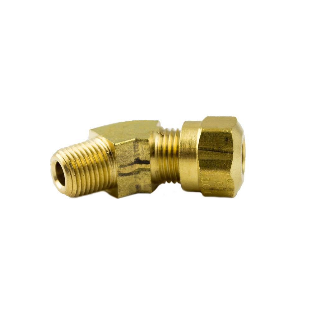 Brass Fittings | Brass DOT Air Brake – Fittings For SAE J844D – 45-Degree Elbow Nylon Tubing – 1/2 In Tube To 1/2 In – 5 Pack