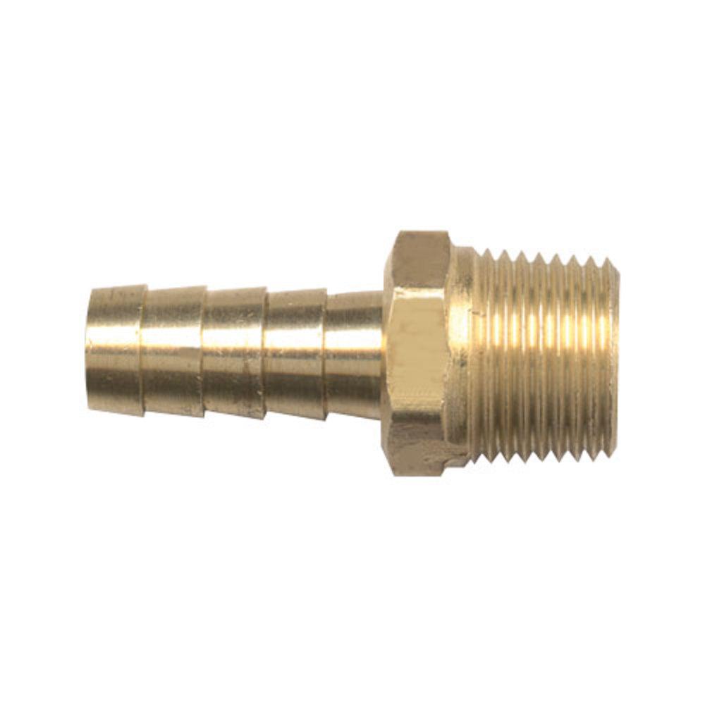 Brass Fittings | Brass Hose Barb – 1/2 Inch Hose Inner Diameter (HID) x 1/2 Inch Male Pipe Thread (MPT) – 10 Pack