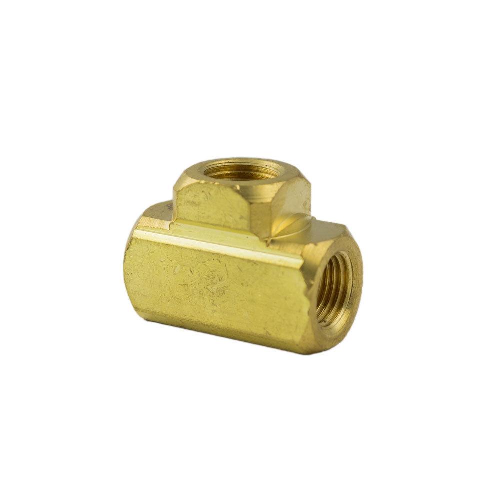 Brass Fittings | Brass Pipe – Fittings Extruded Tee – 1/4 Inch Female Pipe Thread (FPT) All Ends – 10 Pack