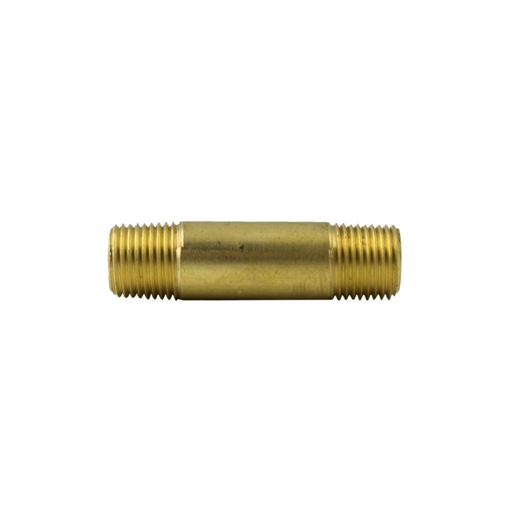 Brass Fittings | Brass Pipe – Fittings Long Nipple – 1/2 Inch Male Pipe Thread (MPT) x 2 Inch Overall Length (OAL) – 5 Pack