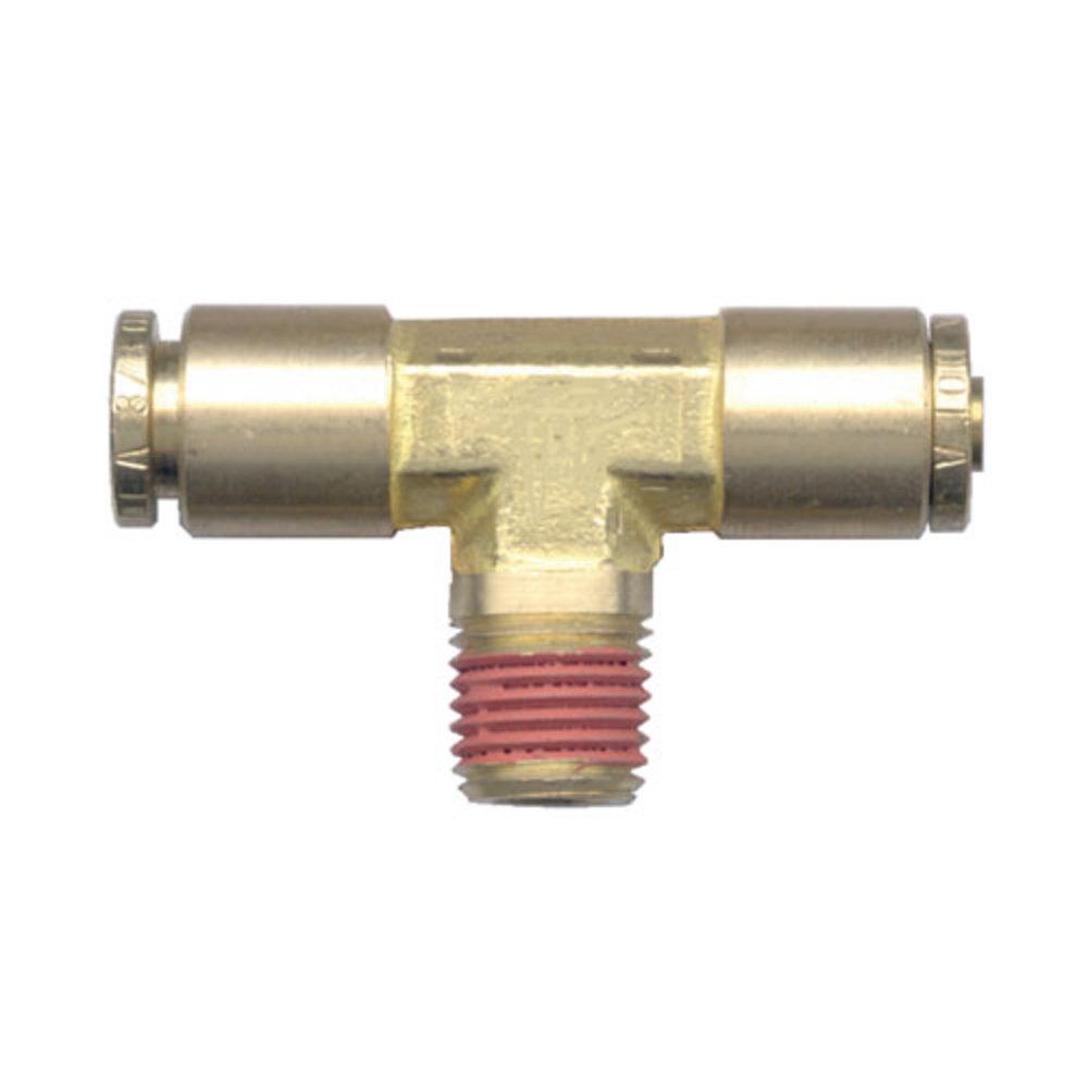 Brass Fittings | Brass Push-To-Connect – DOT Air Brake – Nylon Tubing Tee Ends – 1/4 In Tube x 1/8 In Center Male Pip – 2 Pack