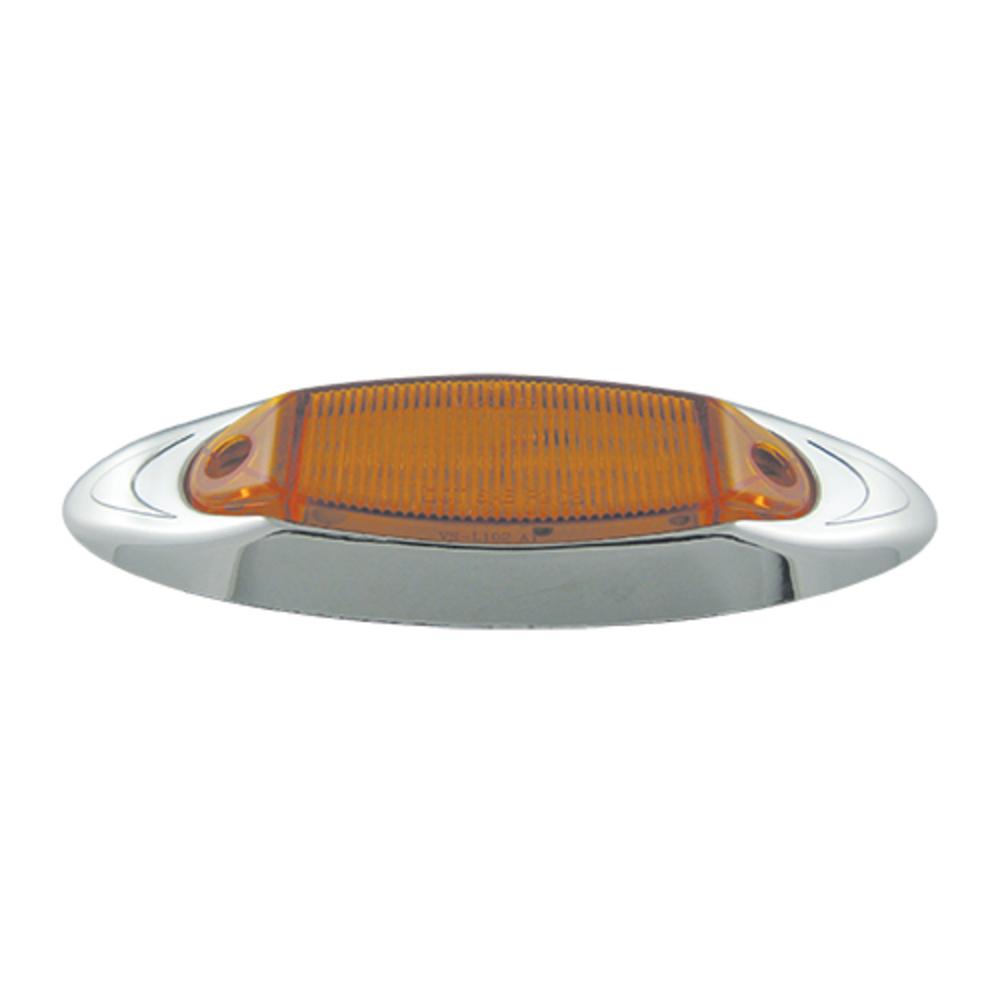 Bulbs | Amber Clearance Marker Chrome Bezel 6 LEDS 6 5/8"X 2 1/8"X 7/8" – 2 Pack