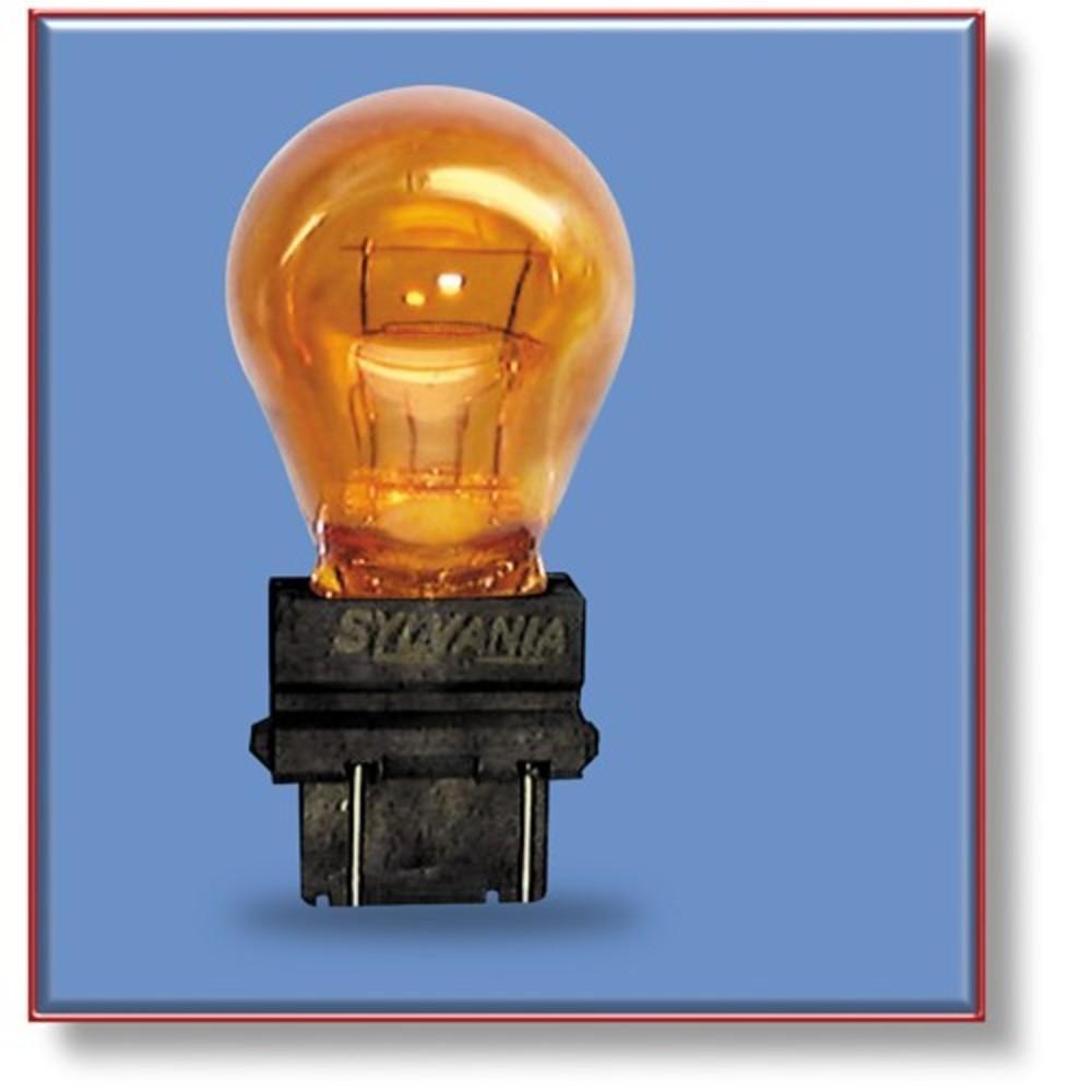 Bulbs | "Bulb #3457A* Turn, Stop, Tail, Park, High Heat Base*, Amber Sylvania" – 10 Pack