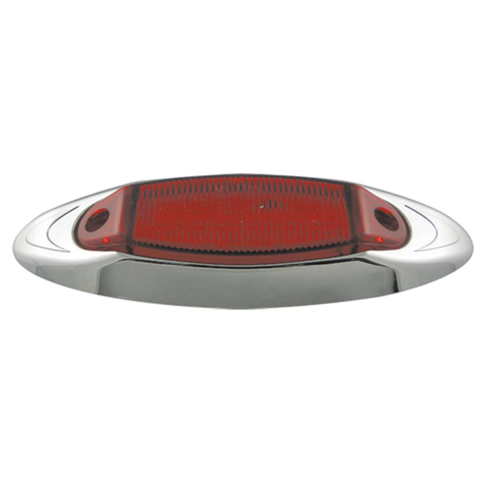 Bulbs | Red Clearance Marker Chrome Bezel 6 LEDS 6 5/8"X 2 1/8"X 7/8" – 2 Pack