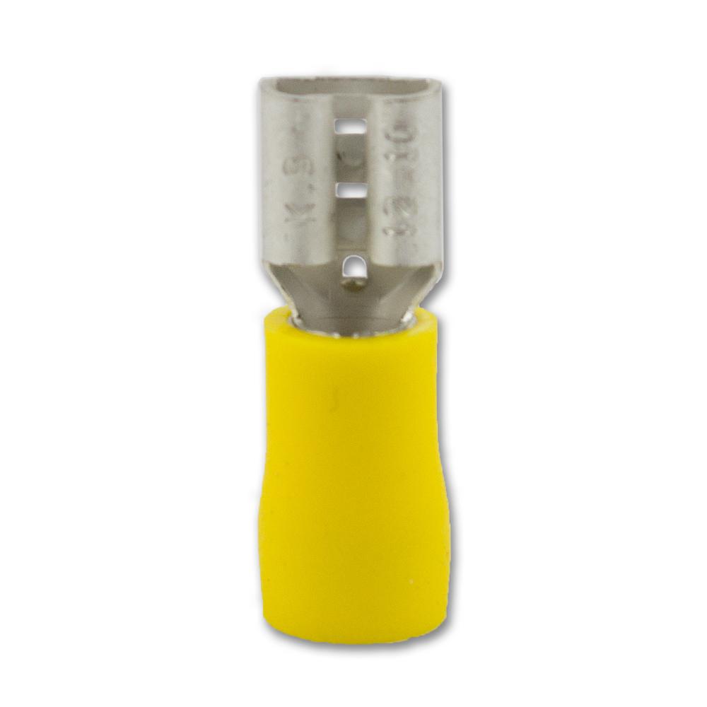 Connectors | Female Spade Terminal 6.3MM Yellow Gauge 12-10 – 100 Pack