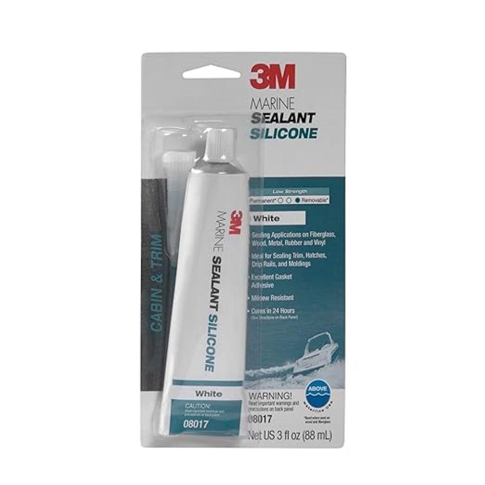 Gasketing Compounds | 3M Marine Grade Silicone Sealant, White, 3 oz Tube – 3 Pack