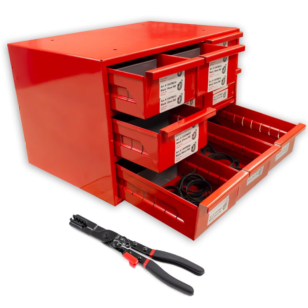 Service & Repair | Constant Tension Band Clamps Package Deal (Includes Clamps, Tool, and Storage Bin)