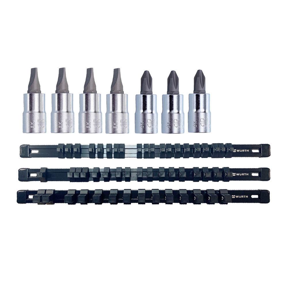 Tools | Zebra 1/4 Inch Phillips Socket Bit Package 5 Total Pieces With FREE Black Aluminum Socket Organizer Rail Set